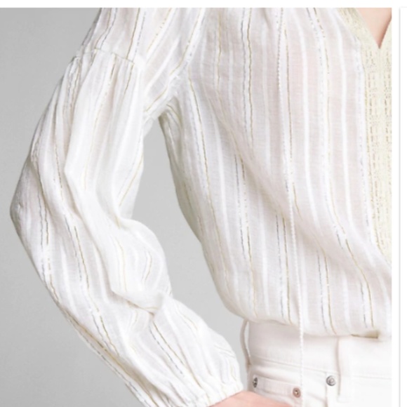 Balloon Sleeve Metallic Stripe Blouse NWOT - Picture 3 of 6